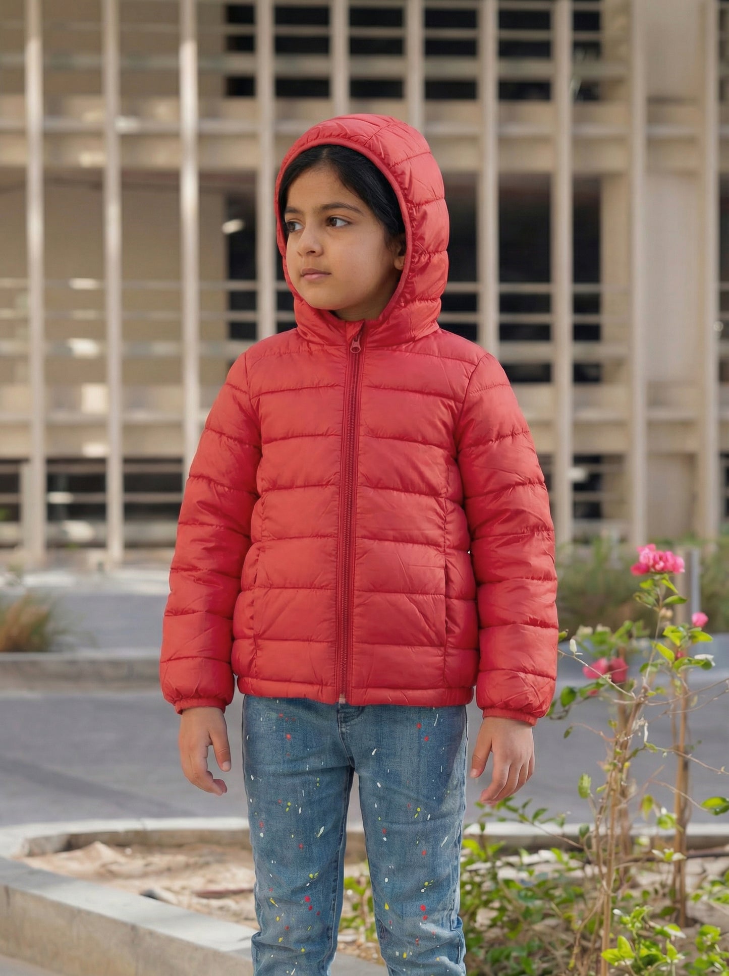 Multi-Color Winter Jacket With Hoodie For Kids