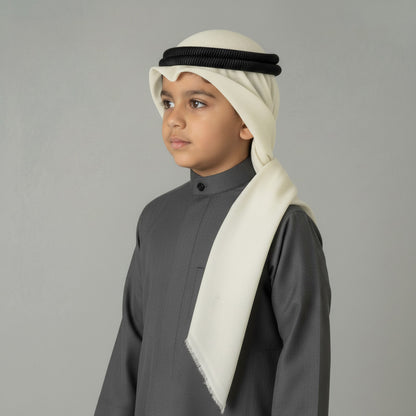 Boy's Slim Indian White Plain Wool Shawl by Al Jazeera