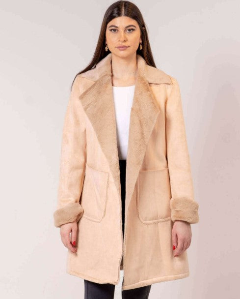 Beige Winter Jacket For Women (With Name Embroidery)