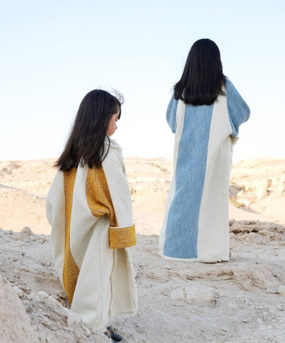 Off White And Blue Bisht For Girls