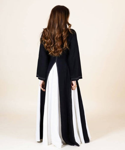 Black And White Parallel Kaftan Dress For Women