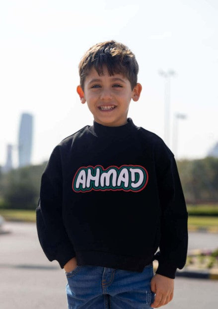 Black Pullover For Kids - Three Colors Design (With Name Printing)