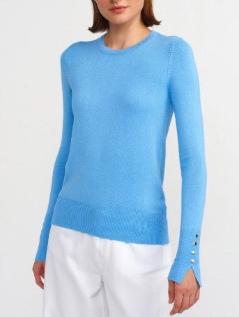 7731 Light Blue Pullover Top For Women