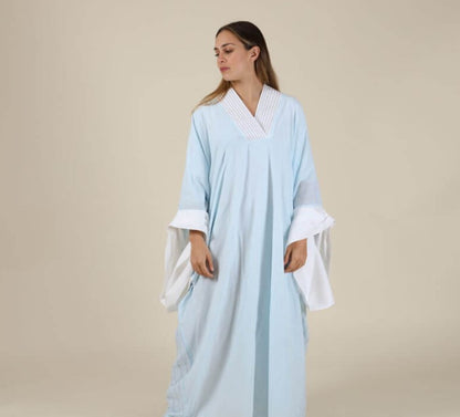 Baby Blue Kimono Arabic Font Dress For Women