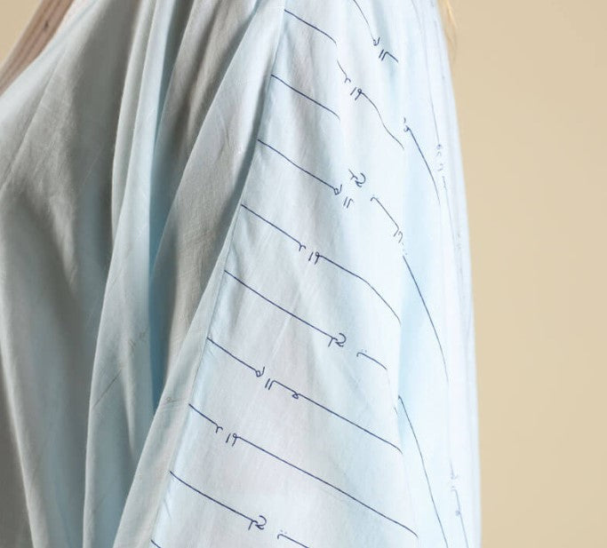 Baby Blue Kimono Arabic Font Dress For Women