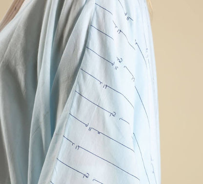 Baby Blue Kimono Arabic Font Dress For Women