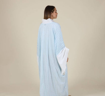 Baby Blue Kimono Arabic Font Dress For Women