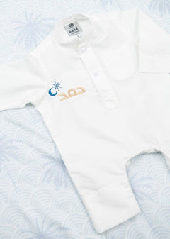 White Al Jazeera Dishdasha For Newborn (With New Design Embroidery)