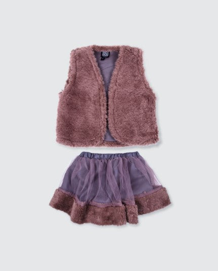 Multi-Color Vest With Skirt Set For Kids