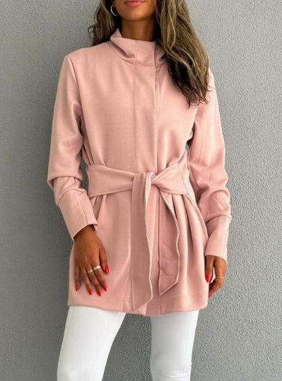 7473 Not So Basic Pink Long Jacket For Women