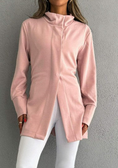 7473 Not So Basic Pink Long Jacket For Women