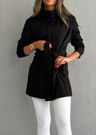 7473 Not So Basic Black Long Jacket For Women