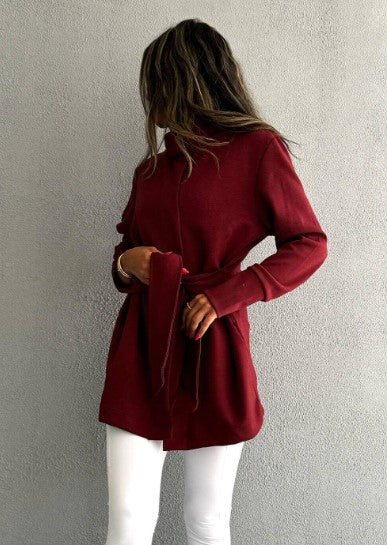 7473 Not So Basic Maroon Long Jacket For Women