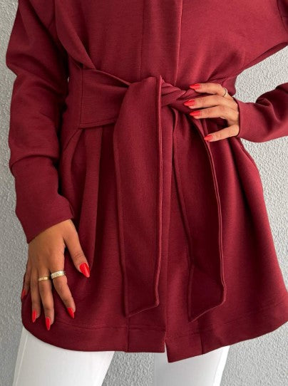 7473 Not So Basic Maroon Long Jacket For Women