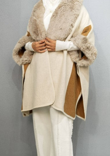 7067 Beige Fur Coat For Women