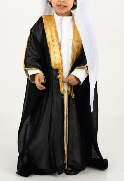 Black Bisht Al Nukhba For Boys (With Name Embroidery Option)