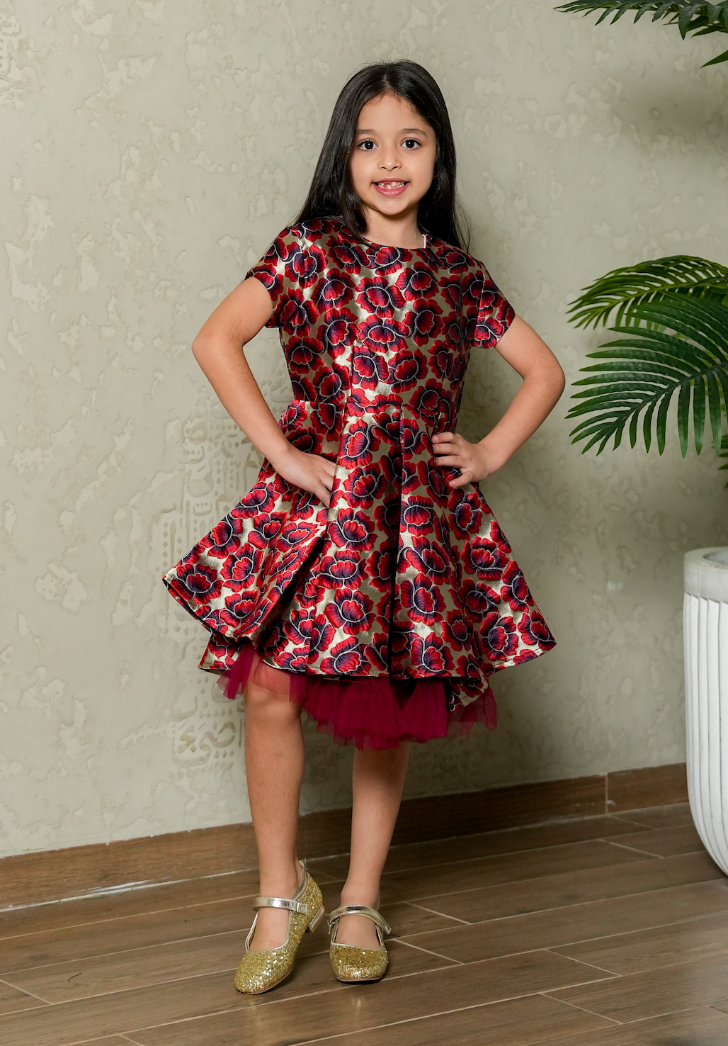 8108 Maroon Sleeveless Dress For Girls