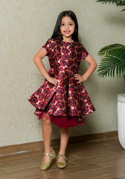 8108 Maroon Sleeveless Dress For Girls