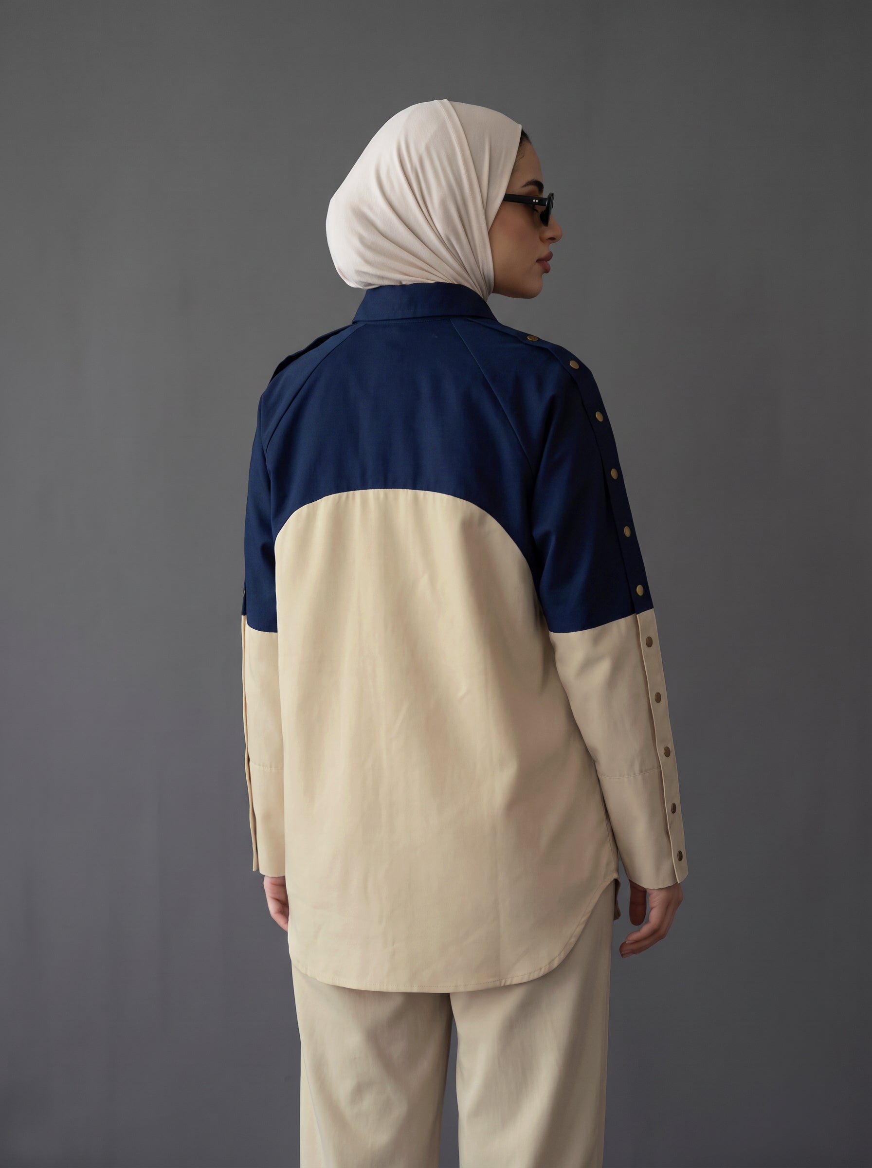 8331 Beige And Navy Shirt For Women