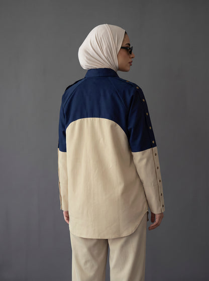 8331 Beige And Navy Shirt For Women