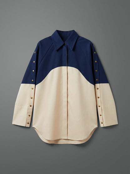 8331 Beige And Navy Shirt For Women