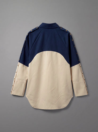 8331 Beige And Navy Shirt For Women