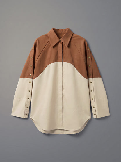 8331 Beige And Brown Shirt For Women