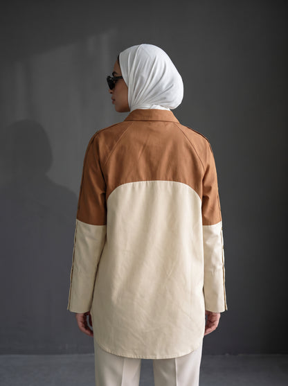 8331 Beige And Brown Shirt For Women