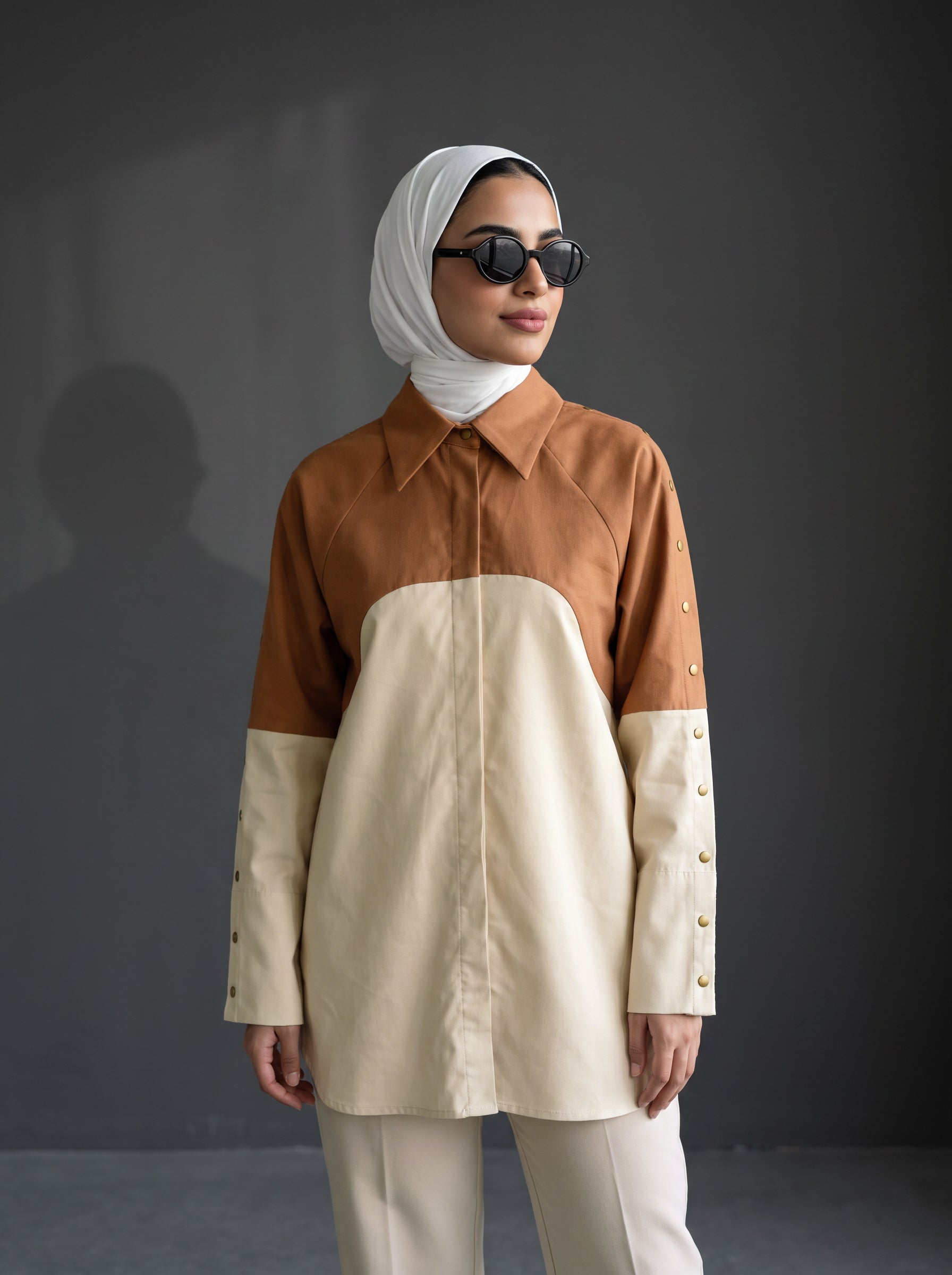 8331 Beige And Brown Shirt For Women