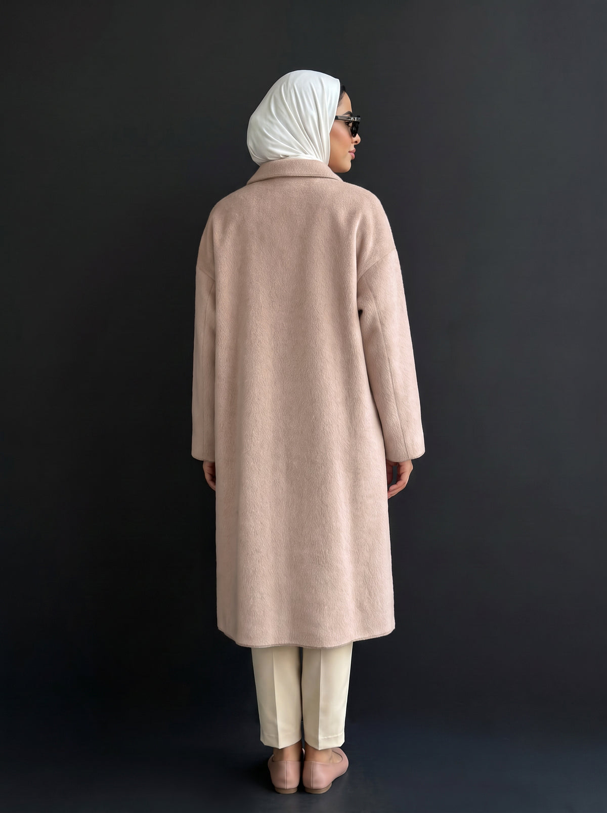 8311 Light Beige Long Jacket For Women