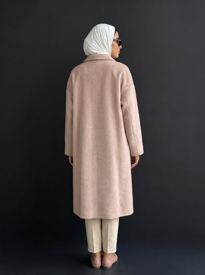 8311 Light Beige Long Jacket For Women