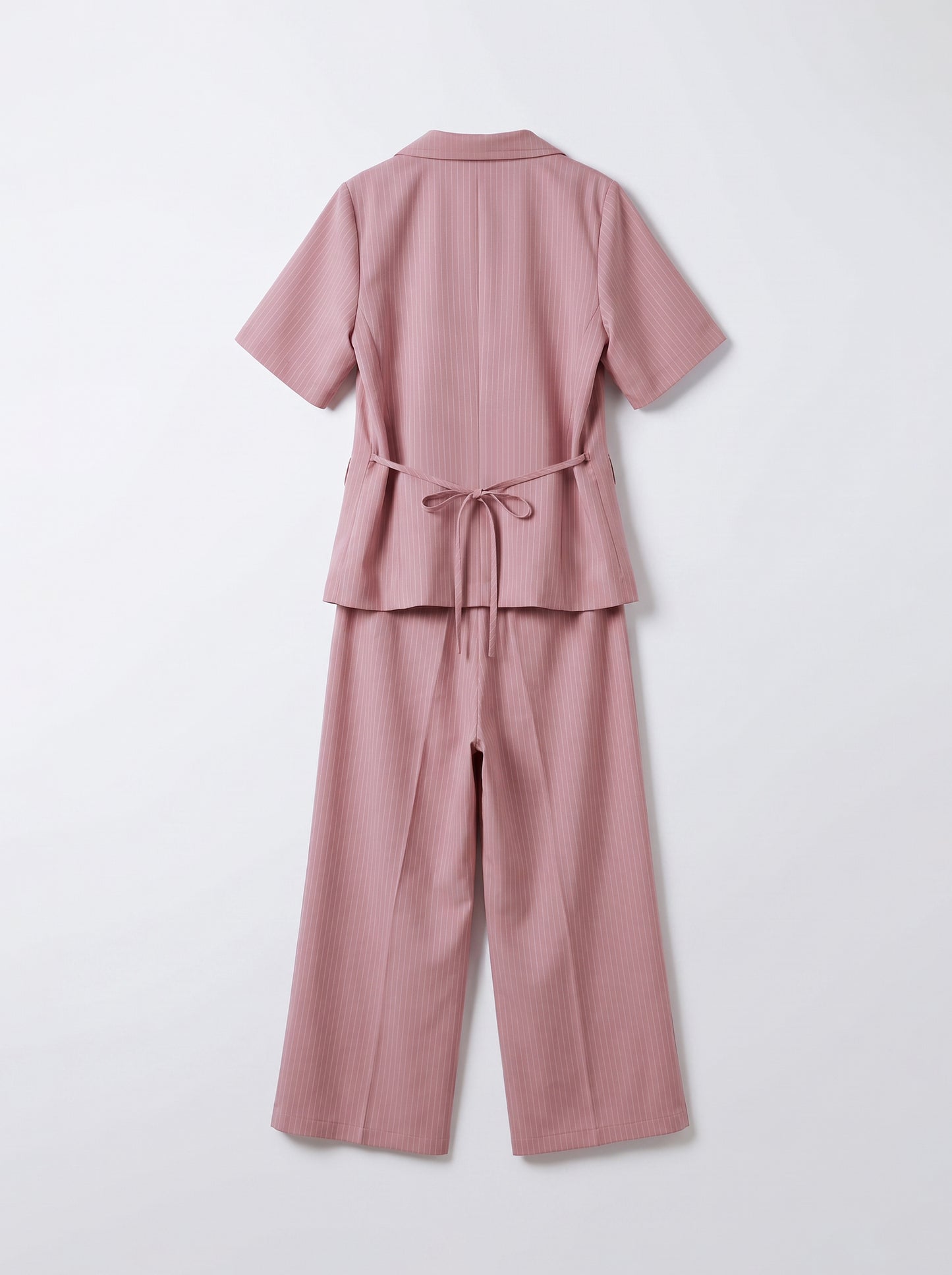 8274 Rose Pink Striped Jacket And Pants Set For Women