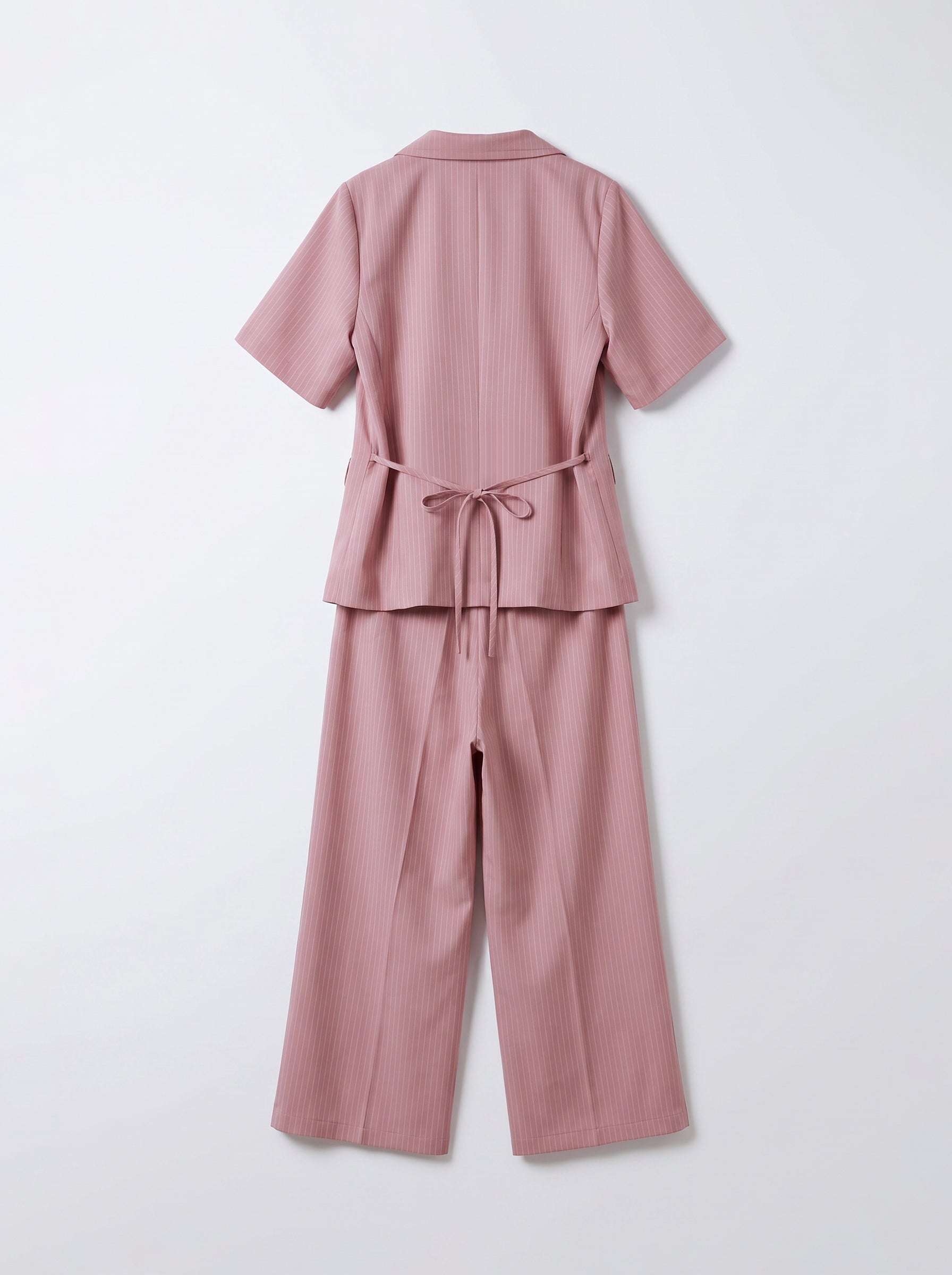 8274 Rose Pink Striped Jacket And Pants Set For Women