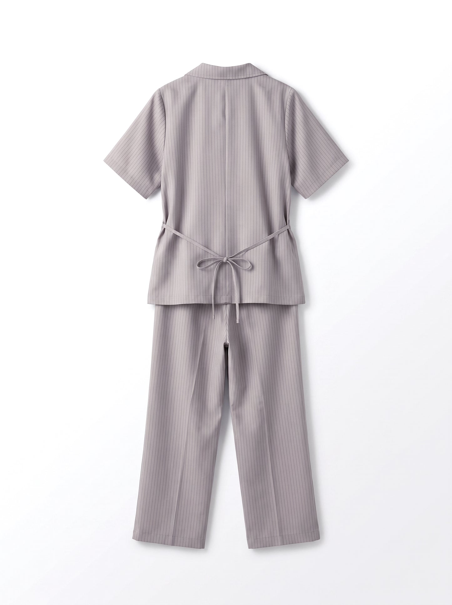 8274 Dove Grey Striped Jacket And Pants Set For Women