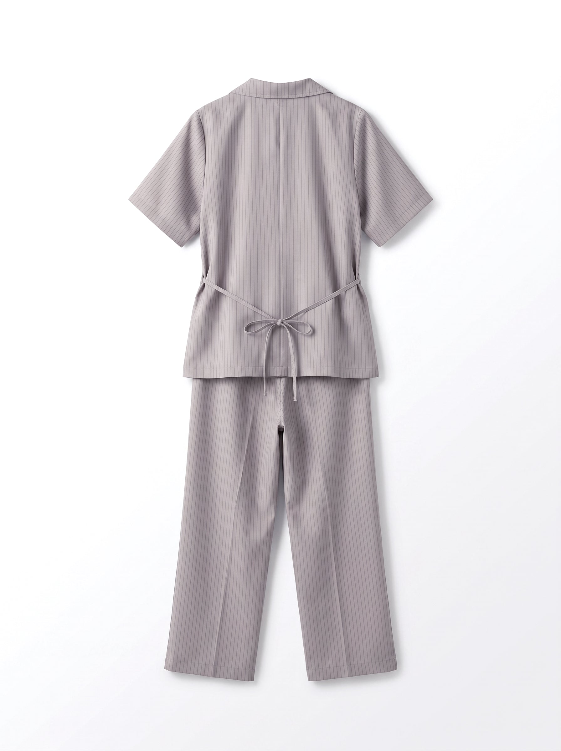 8274 Dove Grey Striped Jacket And Pants Set For Women