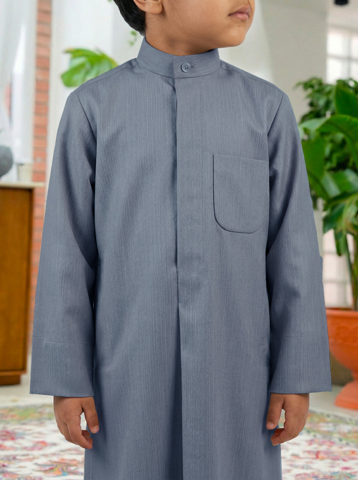 Al Jazeera Dark Grey Soft Winter Dishdasha for Boys (With Name Embroidery)