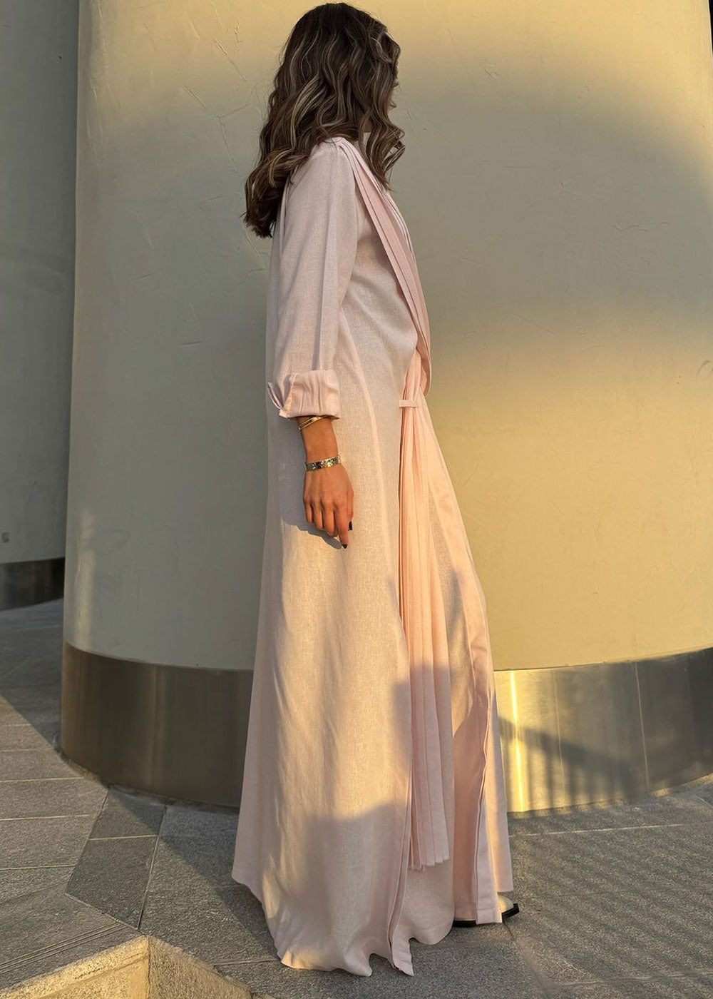 7719 Pink Long Dress For Women