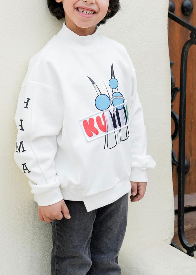 White Pullover For Kids - Kuwait Tower Design