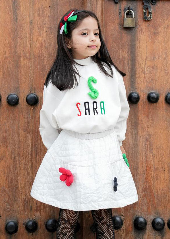 White Pullover For Kids - Kuwait Name Design