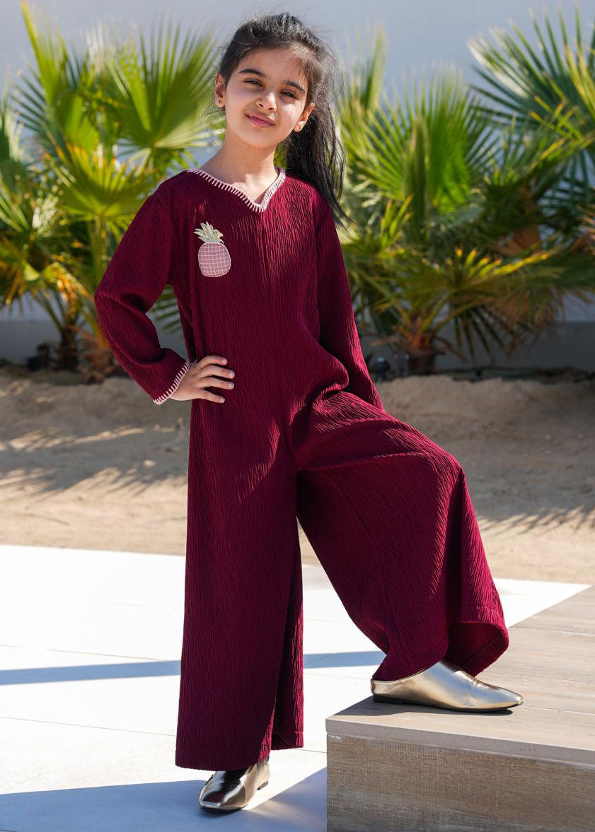 7754 Red Daraa Jumpsuit For Girls