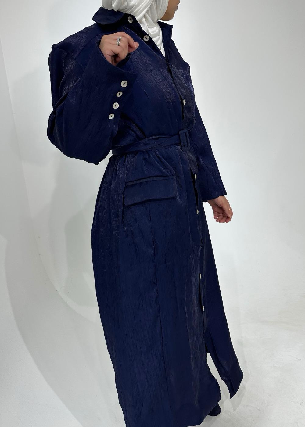 7725 Nova Navy Glam Maxi Shirt Dress For Women