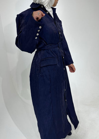 7725 Nova Navy Glam Maxi Shirt Dress For Women