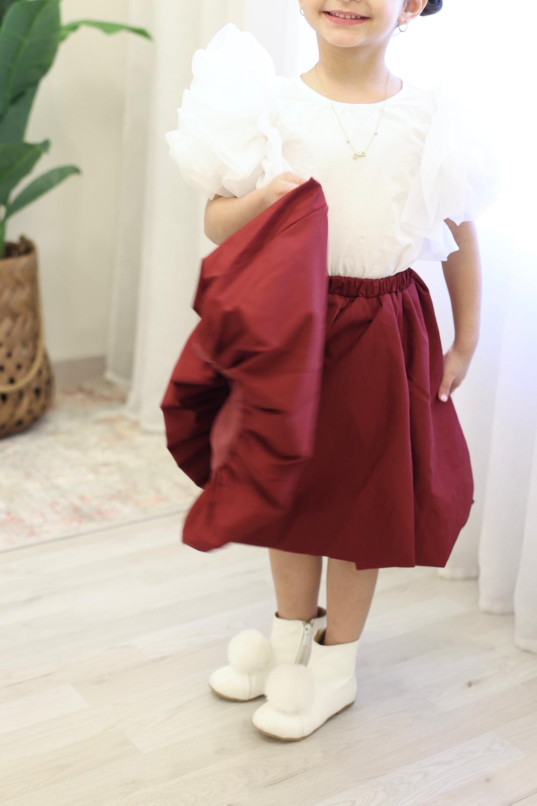 Maroon Puff Skirt From Ghazel