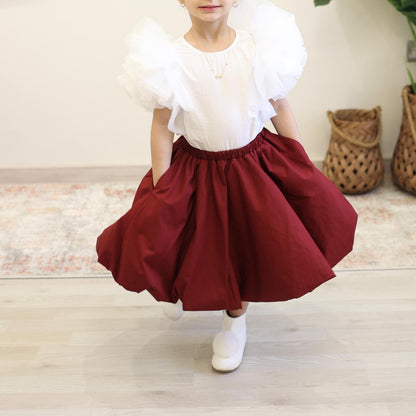 Maroon Puff Skirt From Ghazel