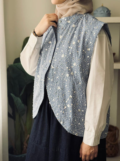 7941 Blue Sequined Vest From Ghazel