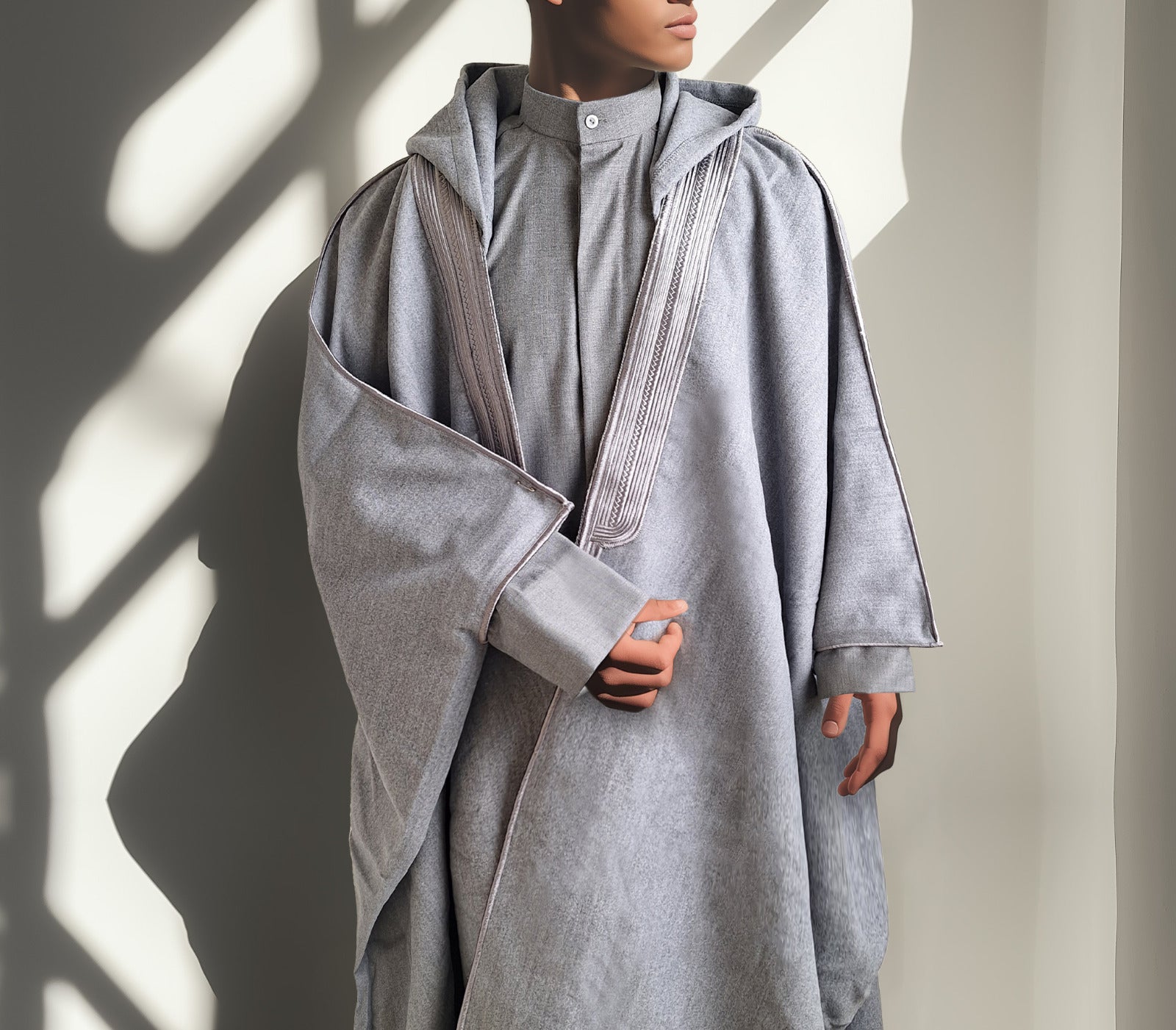 Light Grey Winter Bisht Al Jazeera For Men