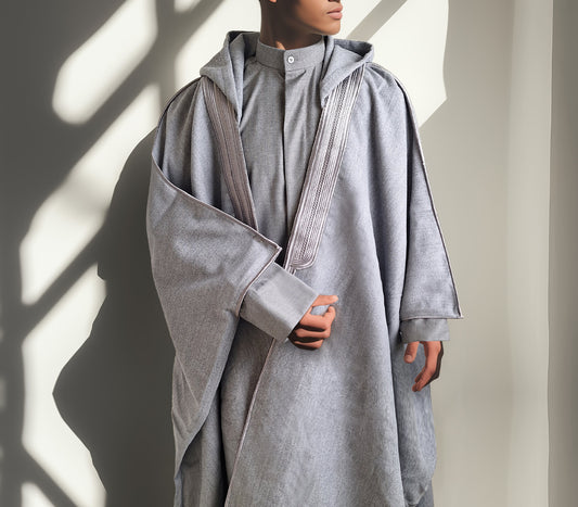 Light Grey Winter Bisht Al Jazeera For Men