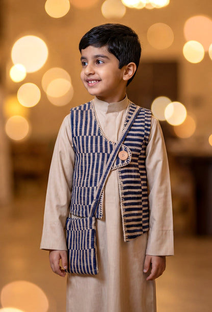 Boys’ Blue Patches Gergean Vest With Bag Al Jazeera
