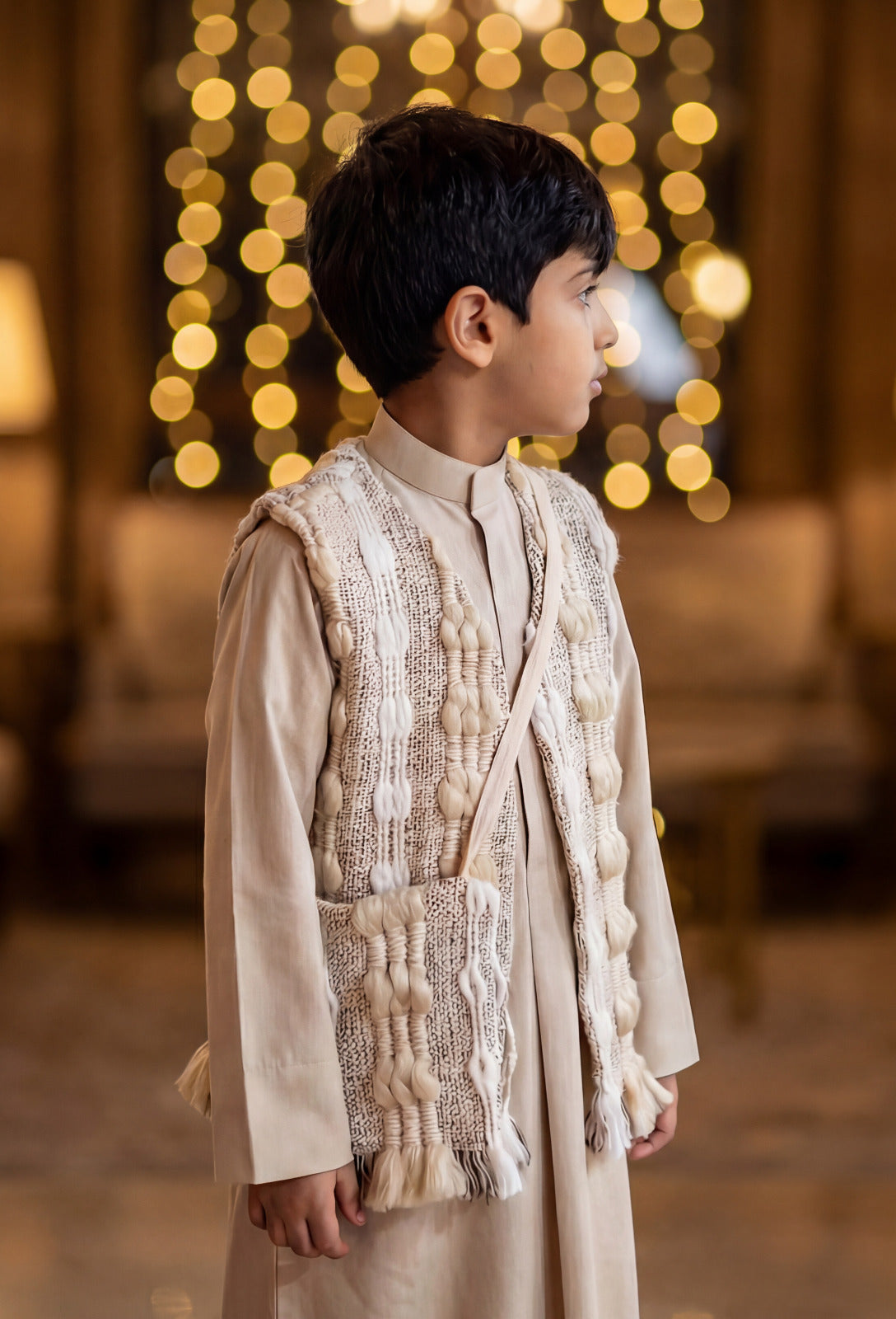 Boysâ€™ Off White Patches Gergean Vest With Bag Al Jazeera