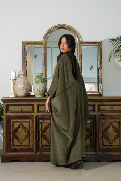 8063 Olive Green Velvet Daraa Set For Women